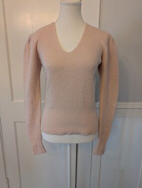 Something Navy Puff Sleeve Women's Sweater - Blush Pink